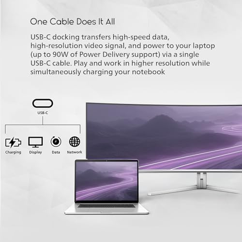 Image of Philips Evnia 49M2C8900 49'' QD OLED Curved Gaming Monitor, Wide Dual QHD, 240Hz, AMD FreeSync Premium Pro, USB-C Docking, Built in KVM, Height Adjustable, Xbox PS5 Switch Compatible, 4-Year Warranty