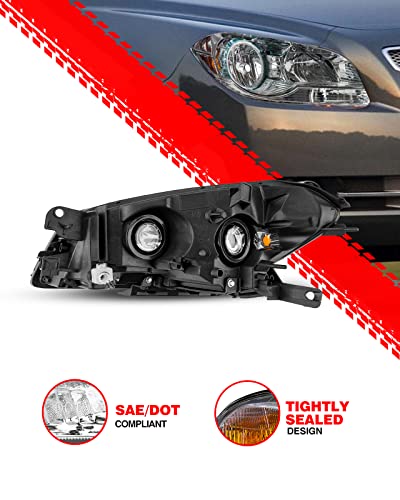 Headlights Assembly Pair For 2008-2012 Chevy Malibu – Chrome Housing, Halogen, DOT/SAE