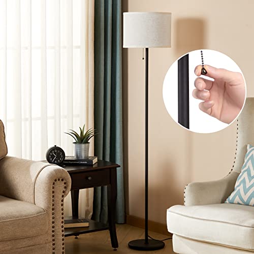 Ambimall Floor Lamp For Bedroom, 3 Color Temperature Led Floor Lamp With Pull Chain Switch, Modern Standing Lamps For Living Room, Office, Kids Room, Reading(Bulb Included) #TOP5