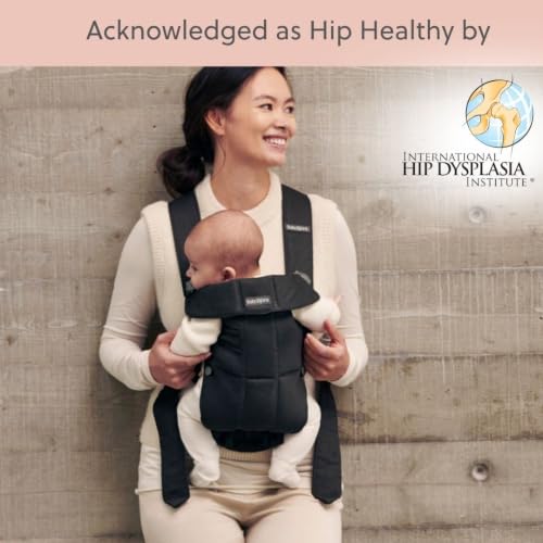 Image of BabyBjorn Baby Carrier Mini, Black, Woven | Newborn Carrier (7-15 lbs), Ergonomic, Easy-to-Use