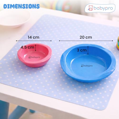 Image of BabyPro Baby Bowl Set for Cereal & Snack Bowl, Pack of 2, Pink & Blue | BPA-Free, Unbreakable, Microwave, Freezer & Dishwasher Safe, Stackable