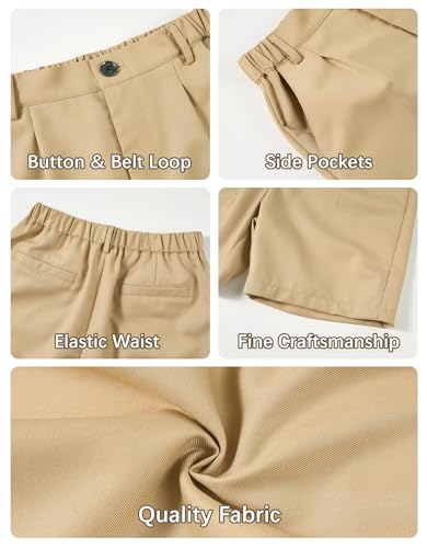 Image of LOLANTA Boys Dress Shorts, Kids Summer Shorts School Uniform Outfit,Flat Front, Solid, Adjustable Waist 2-14 Years