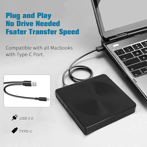 Unidad externa CD DVD con USB 3.0 y Type-C portátil miniatura 2