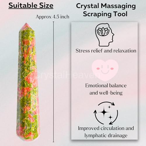 Image of Unakite Crystal Wand - Pointed Crystal Wand for Energy Healing, Chakra Balancing, Meditation and Home Decor - Crystals and Healing Stones for Gift