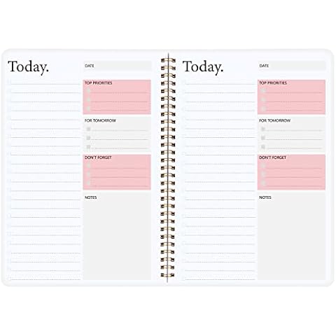 Day Planner Notebook - Undated Planner To Do List Notebook, Today Planner with Checklist, Daily To Do Planner to Increase Productivity, 5.7 x 8.0 inches - Flexible Cover, Strong Twin-Wire Binding Cover