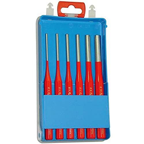 Rennsteig 425 500 6" Exclusive Parallel Pin Punch Set In Plastic Case, Red #TOP30