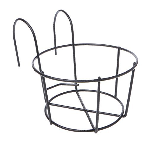 KINXOR Support rond en fer pour pots de fleurs de balcon (noir, diamètre : 20 cm)