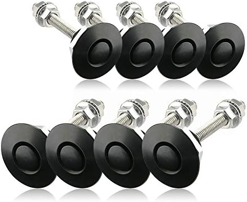 Gangmu Tec Pack of 8 Universal Aluminum Vehicle Hood Pins - License Plate Lock Clip, Push Button Bonnet, Quick Release Lock Latch Bumper, Diameter 1.25 inch (Black, Pack of 8)