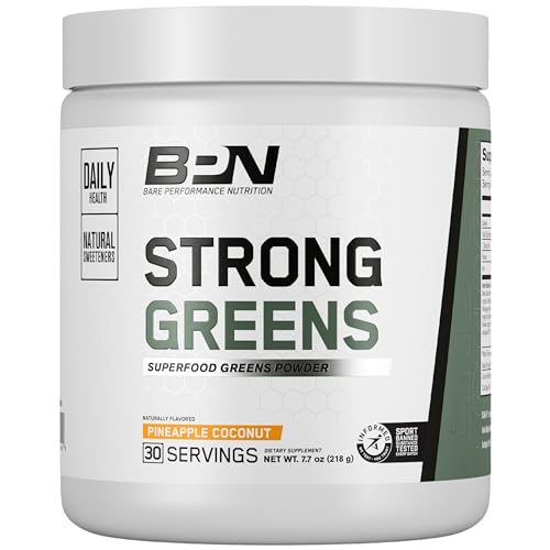 BARE PERFORMANCE NUTRITION, BPN Strong Greens Superfood Powder, Improved Digestion, Increased Energy, Immune System Support, Pineapple Coconut