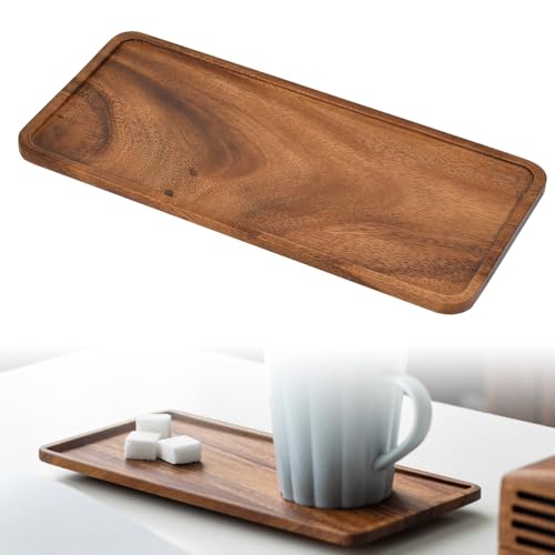 Wood Serving Tray Small Wood Serving Platter Rectangle Solid Wood Serving Tray Tea Serving Plate Walnut Tray Tea Tray for Display Fruit Snacks Appetizer Sushi Food Decor (25x12CM)