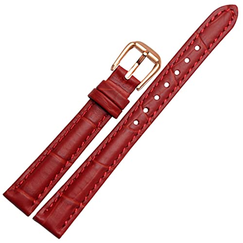 Bande de montre en cuir rouge ou noir au grain texturé résistant