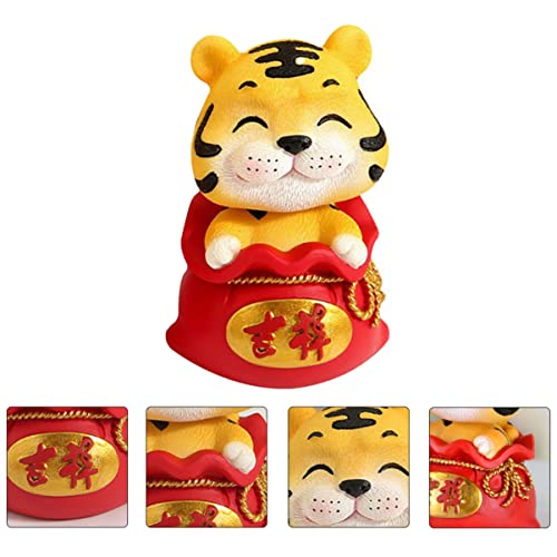2 Peças Ano Do Tigre Enfeite De Cabeça Bobble Escultura De Ano Novo De 2022 Estatuetas Do Ano Do Tig