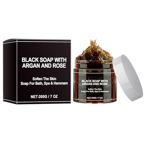 KOAHDE Jabón Negro Marroquí Beldi,Zawina Morocco Black Beldi Soap,200G,Hidrata la piel, deja una fragancia duradera y limpia profundamente el cuerpo