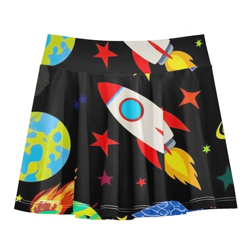 Clothes Athletic Shorts for Girls Skorts Skirts with Shorts Cheer Skirt Cute Cartoon Rockets Black 4t