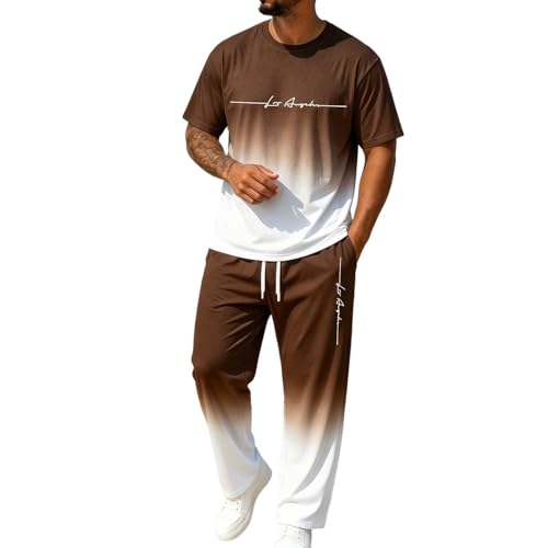 Ensemble Homme Été Chic imprimé Los Angeles dégradé 2 pièces T-shirt et jogging