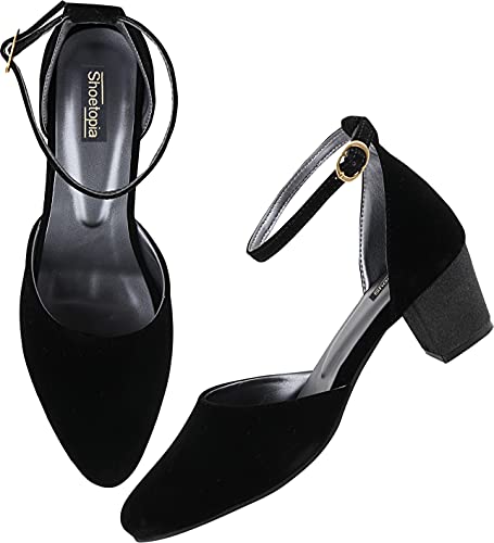 Image of Shoetopia Women's Block Heel Sandals with Ankle Strap | Comfortable Party & Casual Footwear Heels