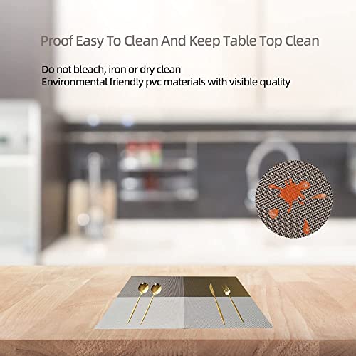 Image of Anugrah Dining Mats Table Mats PVC Placemats Heat-Resistant Placemat for Dining Tea Table Woven Vinyl Stain Resistant Table Mats Easy to Clean - 45x30 cm (Brown Checks, 6)