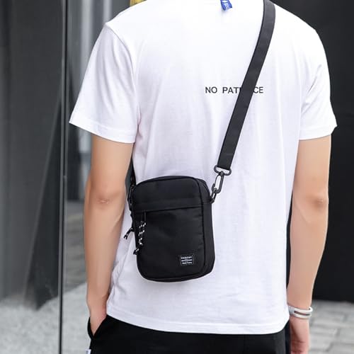 Bolso bandolera para hombre Forhome, mini bandolera negra impermeable con cremallera segura 6