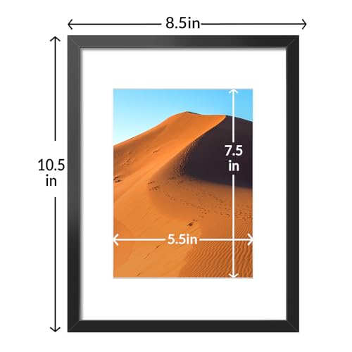 Image of LaVie Home 8.5x11 Picture Frame Black Set of 10, Display 6x8 with Mat or 8.5 x 11 Without Mat Picture, Photo Frame Collage for Wall Gallery or Table Deco, Hanging or Tabletop Display