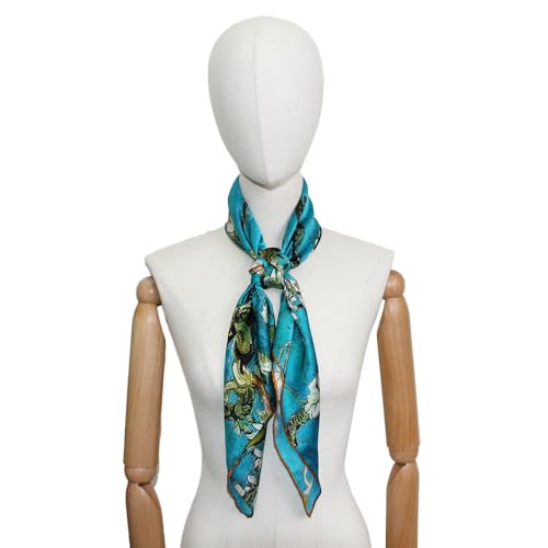 DANA XU 100% Mulberry Silk Satin Scarf 35"×35" inches Square Large Size Hair Fashion Head Wraps For Evening4