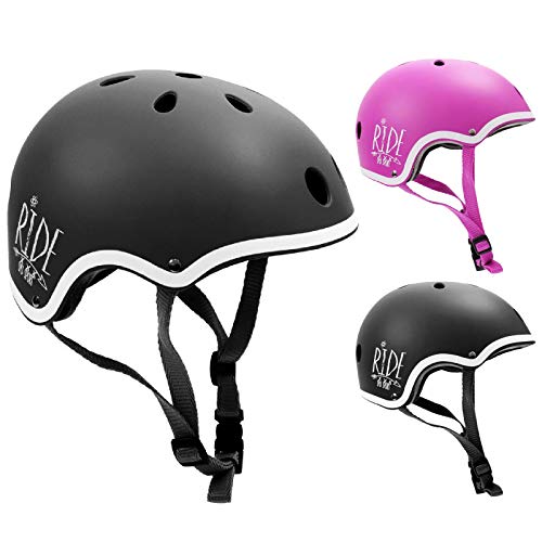 SMJ Kinderfietshelm, verstelbare maat, kinderhelm, valhelm voor rolschaatsen, inline skates, fiets, kinderfietshelm voor jongens en meisjes, roze, S (53-55 cm)