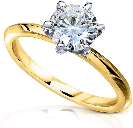 AARK & CO 2.00Ct Round Cut Lab Created Diamond Solitaire Woman's Six Prong Engagement Ring 14K Yellow Gold Finish 925 Sterling Silver Ring