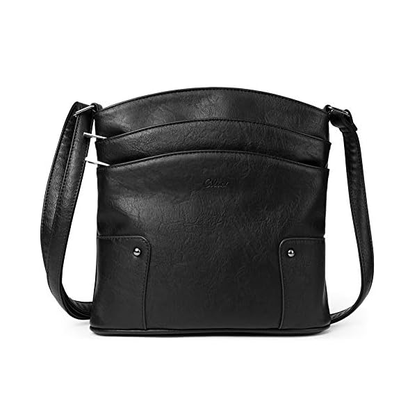 CLUCI Crossbody Bags for Women Small Leather Purse Travel Ladies Designer Triple Pockets Vintage Handbags Shoulder Bags Black