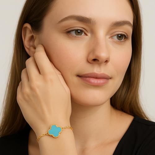 Image of Lucky Charm Clover Bracelet for Women | 925 Sterling Silver with 18K Gold Plating | Adjustable & Anti-Tarnish | Stylish Designer-Inspired Jewelry