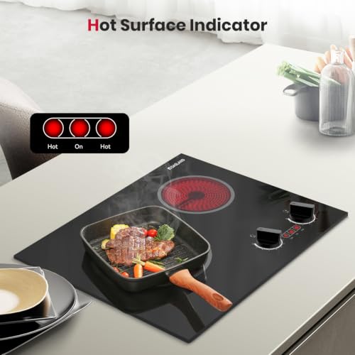 Image of GASLAND 21 Inch 2 Burner Electric Cooktop, Knob Control, 220-240V
