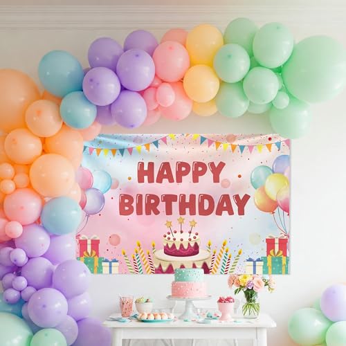 Image of Special You Rainbow Theme Birthday Decoration Kit for Baby Girls with Pastel Balloons for Decoration & Pastel Backdrop for Birthday Decor Items- 66 Pcs