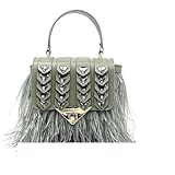 DSFIHJO Bolso Con Plumas Bolsos for mujer, bolsos de moda con plumas, bolso cruzado, hombro forma cubo y diamantes, mano for para la Fiesta(Light green)