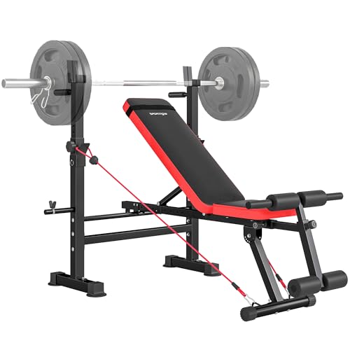 SPORTNOW 420KG Weight Bench with Adjustable Bench Press Rack and Dip Station, Heavy Duty Flat or Incline Workout Bench for Home Gym Full Body Strength Training