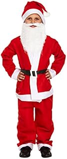 GCC Fashion Store Child Santa Boy 5 Pcs Costume Xmas Dress up Christmas Fancy Dress Suit (Red & White, 7-9 Years (Medium))