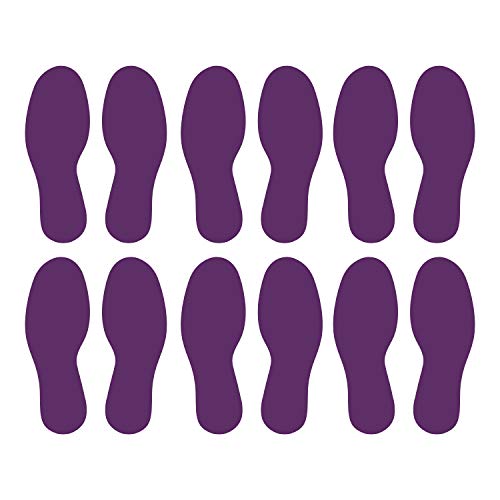 LiteMark - Pegatinas de vinilo de tamaño mediano, acabado brillante, color morado de 9 pulgadas, ideal para pisos, techos, paredes y superficies lisas, 12 unidades (6 pares)