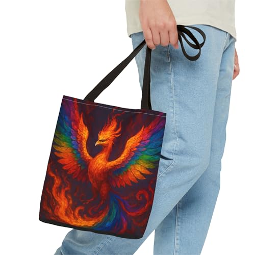 Premium Tote Bag with Reinforced Stitching - A Phoenix with Rainbow Fire Wings3