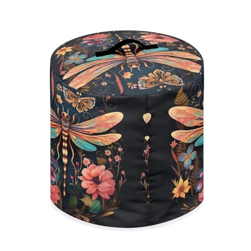 Image of Dragonfly Butterfly Flower Rice Cooker Dust Cover Delicate Protective Cover for Small Appliances in Home Stain-resistant Washable Kitchen Utensil Cover Suitable for Women Gifts Available