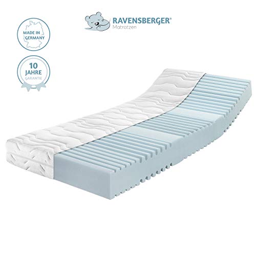 RAVENSBERGER Orthopädische | 7-Zonen-HYBRID-Kaltschaumkomfort Matratze | RG 40 Härtegrad 3 (80Kg bis 120Kg) | Made IN Germany - 10 Jahre GARANTIE | MEDICORE silverline®-Bezug | 100 x 200 cm