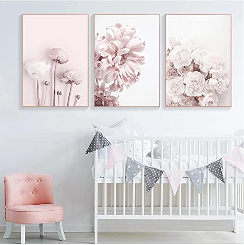 Art mural salon moderne : triptyque de roses roses pour une ambiance cocooning