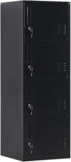 4 Door Metal Vertical Locker Storage Cabinet for Home,Office,School,Employees,Bedromm,4 Tier Storage Cabinet with Locking Doors,Lockable File Cabinet Organizer Lockers (Black)