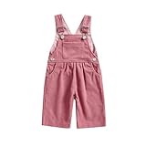 SAYOO Toddler Baby Boy Girl Corduroy Overalls Sleeveless One Piece Suspender Pant Loose Retro Unisex Bottom Jumpsuit Romper (A Pink, 6-12 Months)