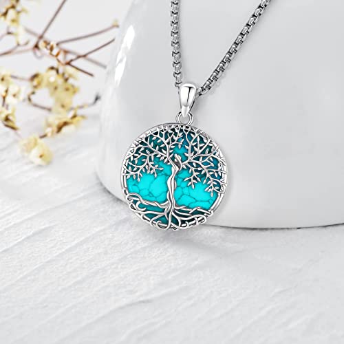 Jewelry Gifts - Tree of Life Necklace Sterling Silver Abalone Shell/Opal/Moonstone/Black Onyx/Turquoise/Malachite/Crystal Family Tree of Life Jewelry for Women Men2