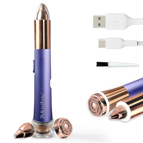 iMusthav 2 in 1 Eyebrow and Facial Hair Remover for Women Painless Electric Razor Epilator Trimmer Shaver with 18K Gold-Plated, USB Rechargeable, 360° LED for Flawless Eyebrow and Face Hair Removal