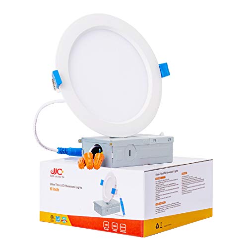 JJC 13W 6 Inch Ultra Thin Led Recessed Lights with Junction Box,5000K Daylight