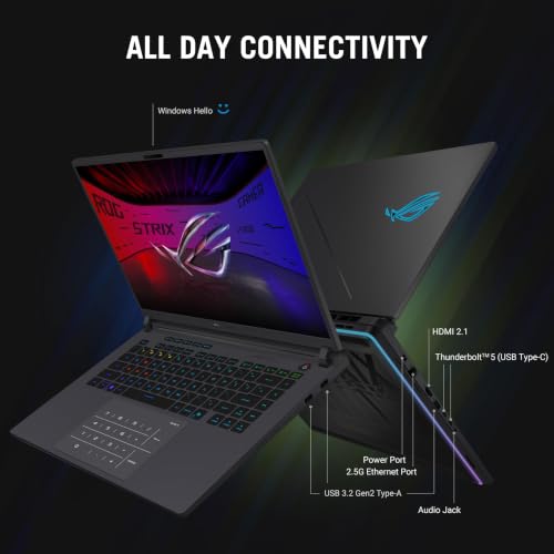 Image of ASUS ROG Strix G16 (2025) Gaming Laptop, 16 inch 2.5K 240Hz, RTX 5070 Ti, Intel Core Ultra 9 275HX, 32GB DDR5, 1TB SSD + Microsoft 365 Personal 12-Month Subscription