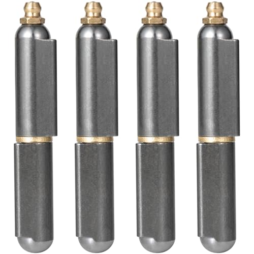 4 Pack 3 Inch Weld On Hinges Heavy Duty Bullet Barrel Weldable Hinges with Grease Fitting Carbon Steel Weld On Hinge for BBQ Smoker Metal Gate Trailer Ramp