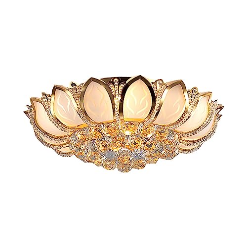 Lampe cristal fleur LED plafonnier romantique 60cm pour chambre et soirées