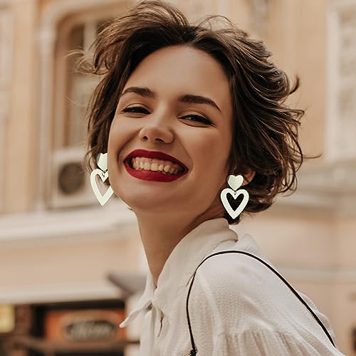 Image of Heart Earrings Y2K Love Heart Big Hoop Cute Fun Dangle Earrings, One Size, Alloy Steel, No Gemstone