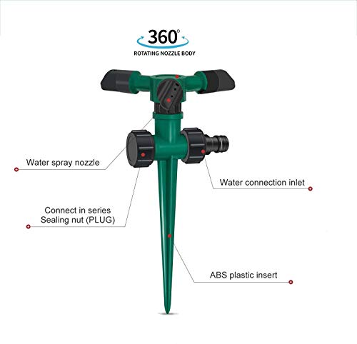 image for Dahao Yard Sprinkler, 360° Rotating Lawn Sprinkler with Up to 3,000 S