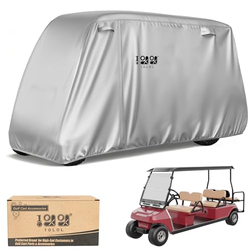 10L0L Golf Cart Cover 4+2 Passenger for Yamaha EZGO Club Car Heavy Duty 420D Waterproof Oxford Fabric Windproof Golf Cart Covers with 3 Zippers