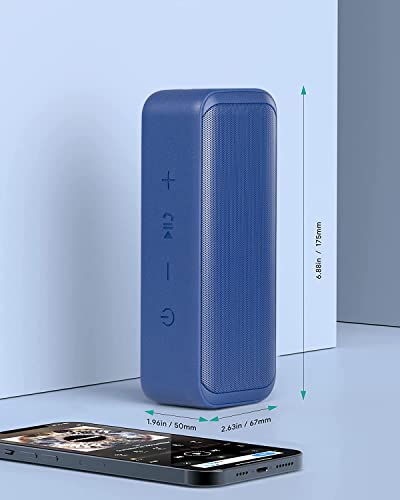 m MU Bluetooth Lautsprecher kabelloser, Bluetooth 5.0, 28h Akku, 360° Stereo Sound, Verbesserter IP67 Wasserschutz, Lautsprecherbox mit TWS Technologie, Powerbank Dienstprogramm für den Notfall/Blau – Bild 3